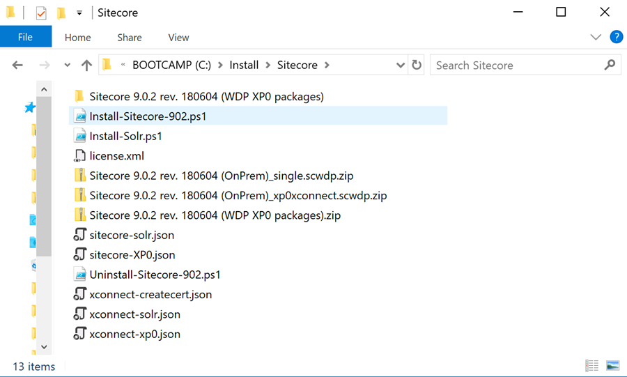 Sitecore Install Folder Contents