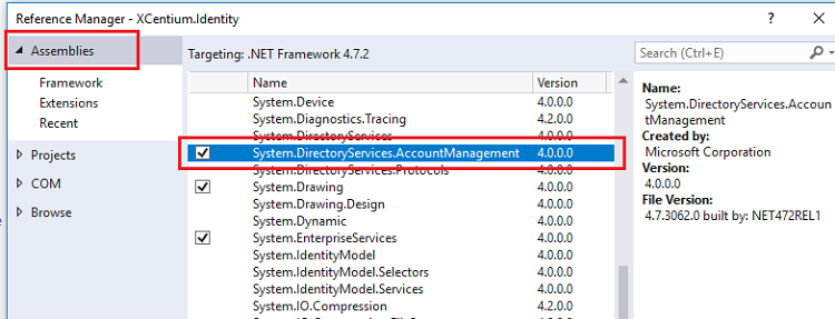 Visual Studio Add Reference to System.DirectoryServices.AccountManagement Assembly