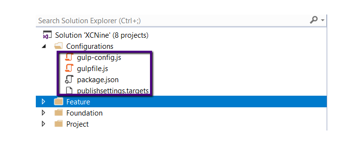 Visual Studio folder configurations