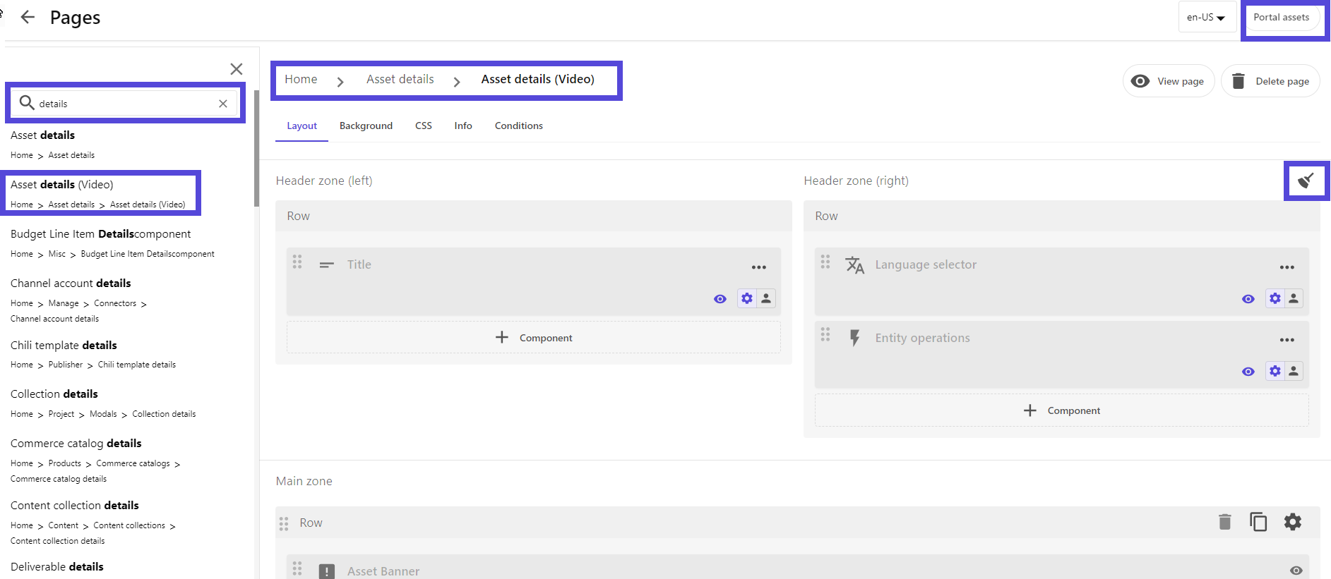 New Pages management UI and functionalities