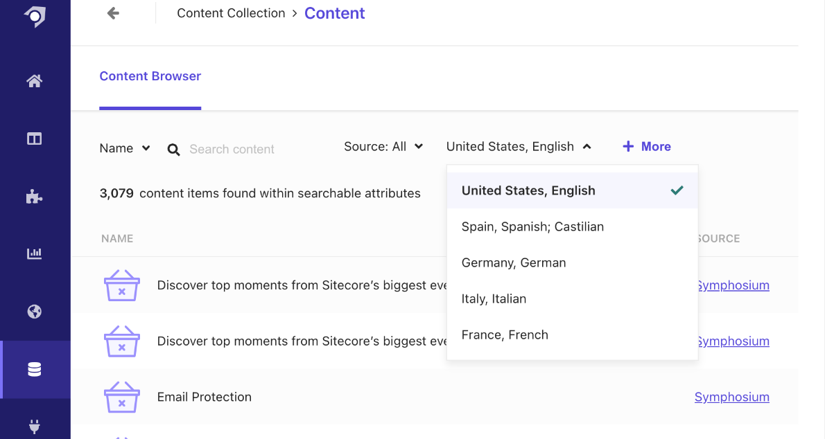Explore indexed documents based on locale in your content collection