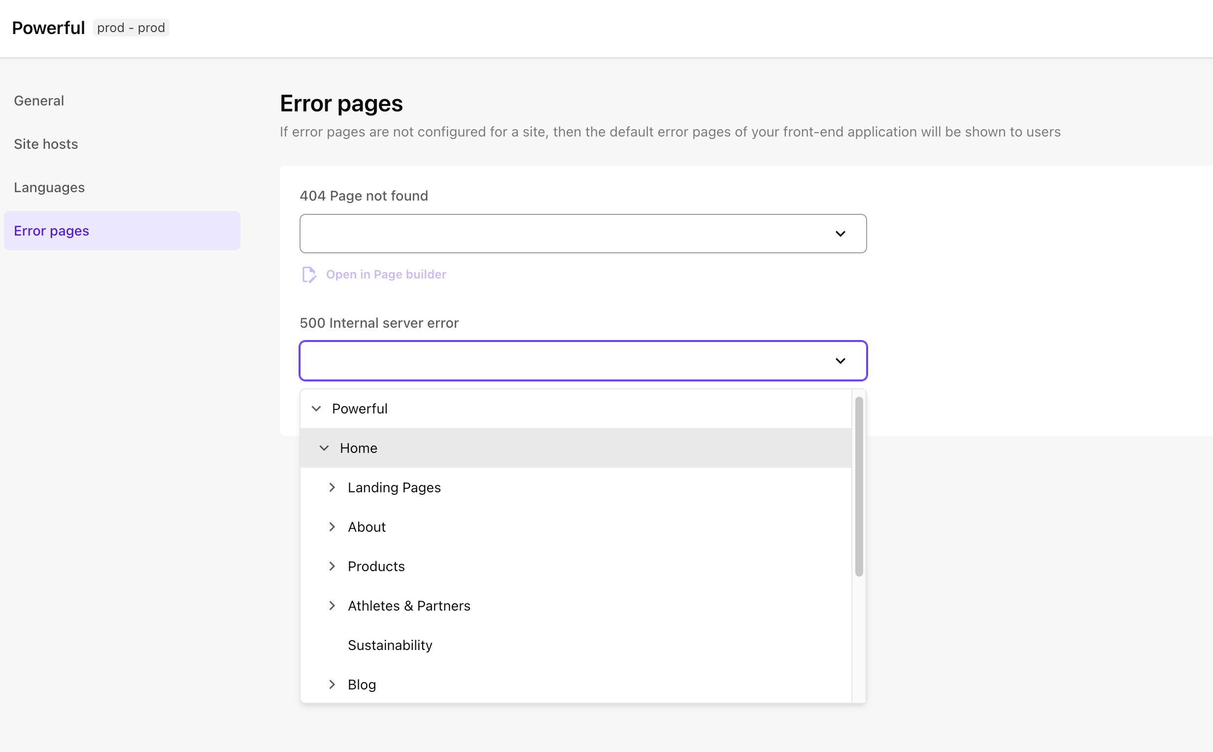 Configure error pages in Sites and additional new features 